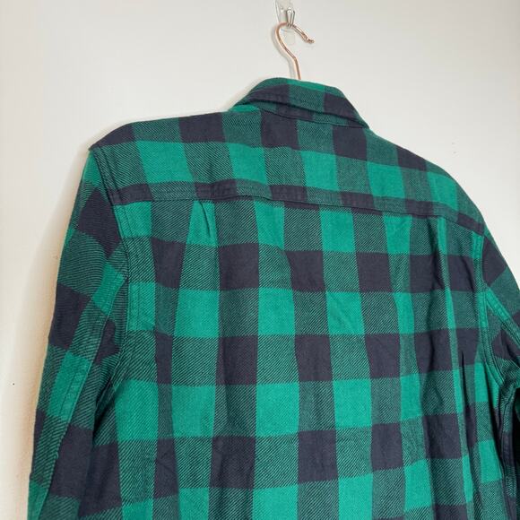 Alesbury Fireside Brushed Flannel Shirt Green Navy Check NWT Men Size Medium - Picture 6 of 8